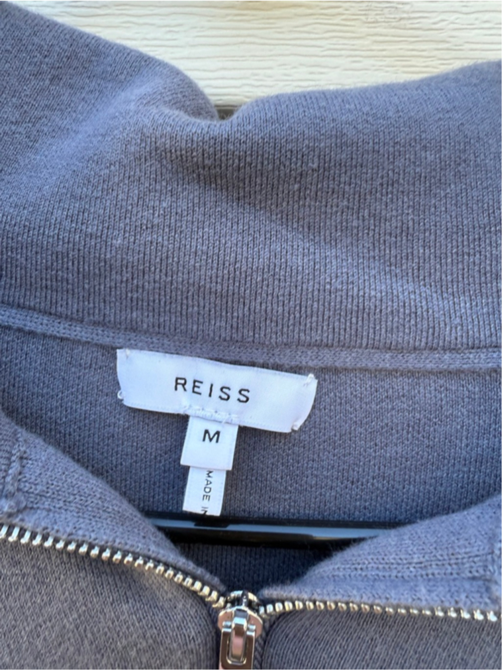 Reiss Airforce Sabre Half Zip Sweater Gray Blue Colorblock Pullover Medium - Picture 6 of 8